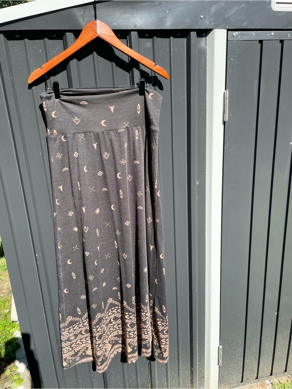 Mossimo Supply Co. Black Maxi Skirt with Taupe Celestial Border